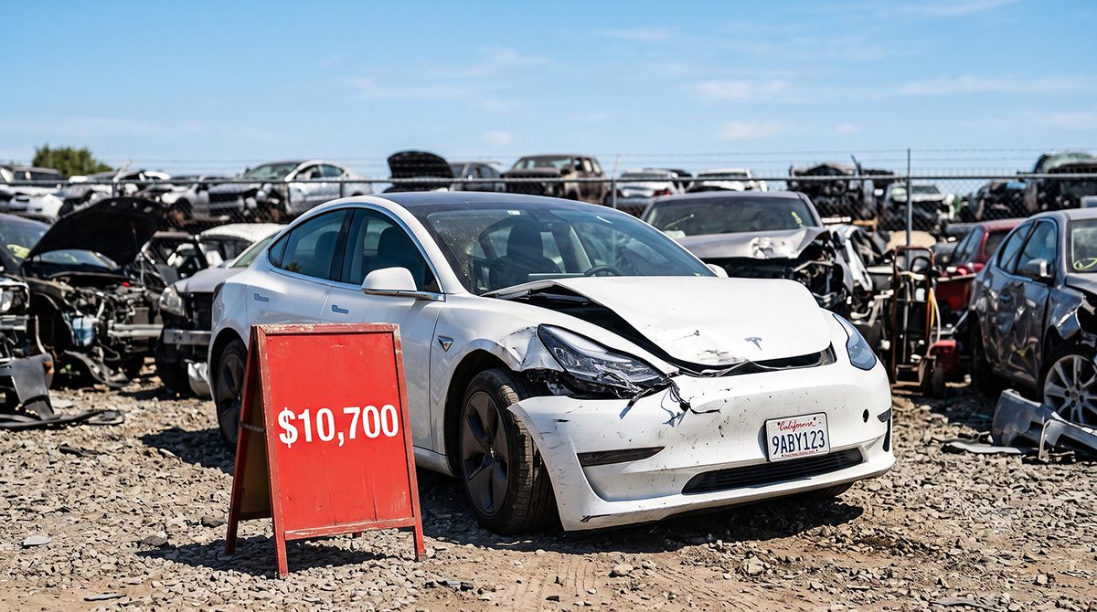 Wrecked Teslas are commanding high salvage prices