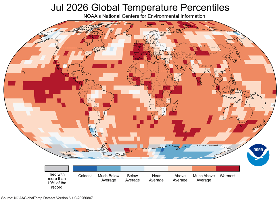 July 2026 ties with July 2024 as Earth’s hottest month on record