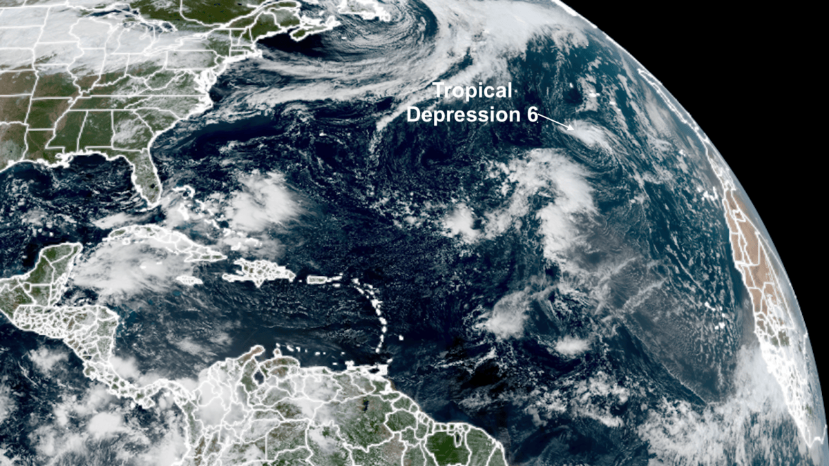 Atlantic remains hurricane-free as Tropical Depression Six forms near the Azores